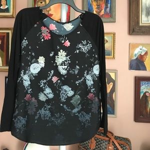 French Connection Floral Baseball Blouse Peony Rose